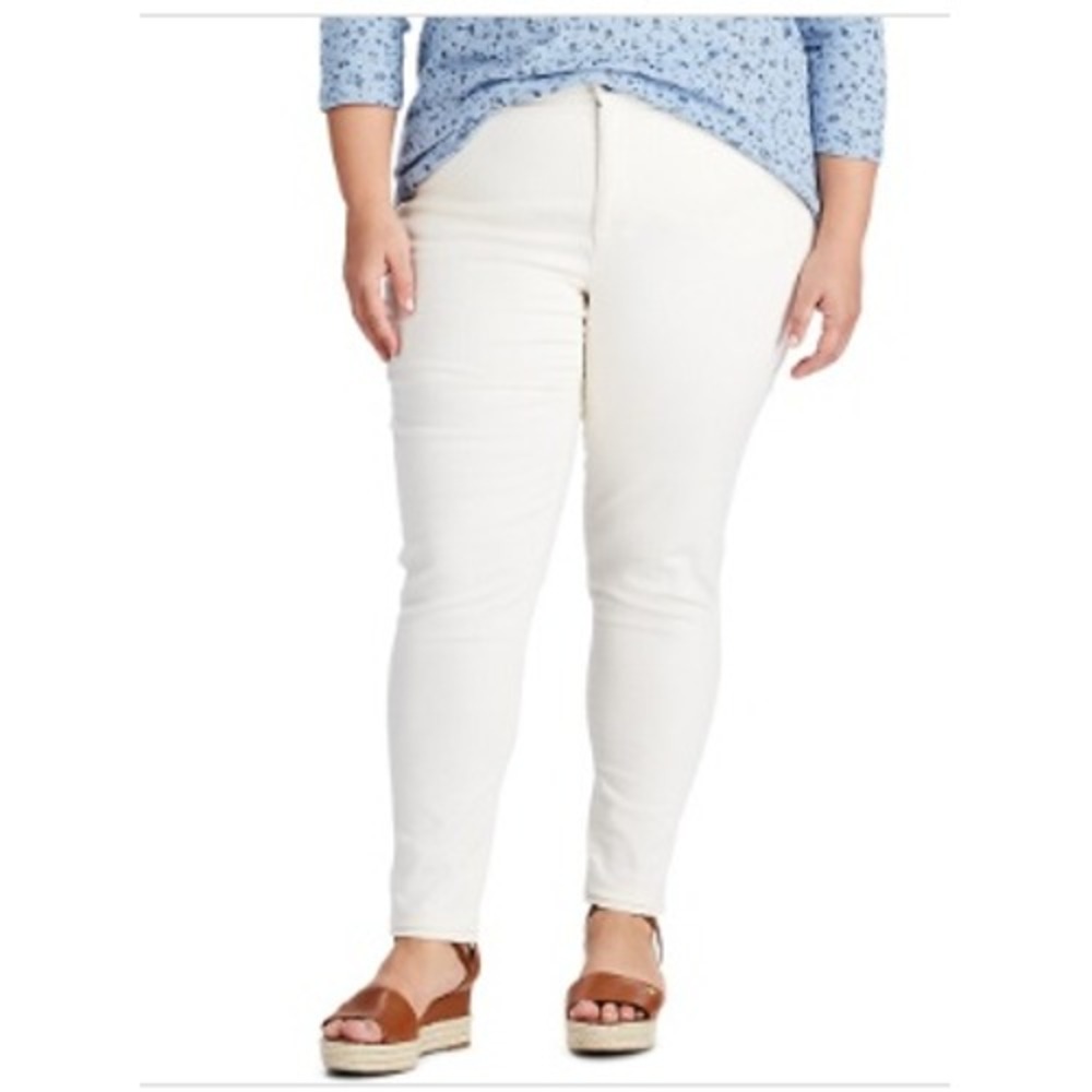 NWT Chaps Women's Natural Cream White Super Stretch‎ Slim Fit Ankle Pants 22W